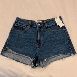 Abercrombie & Fitch Blue Jean Shorts High-Waisted Distressed